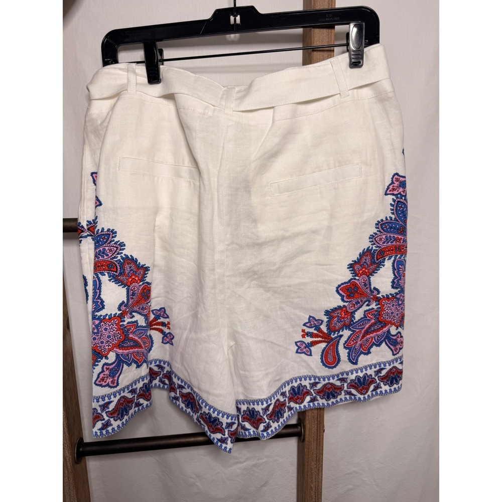 Boden Womens White Linen Paisley Embroidered Tunic Top and Shorts Set US 10 NEW - Picture 6 of 14